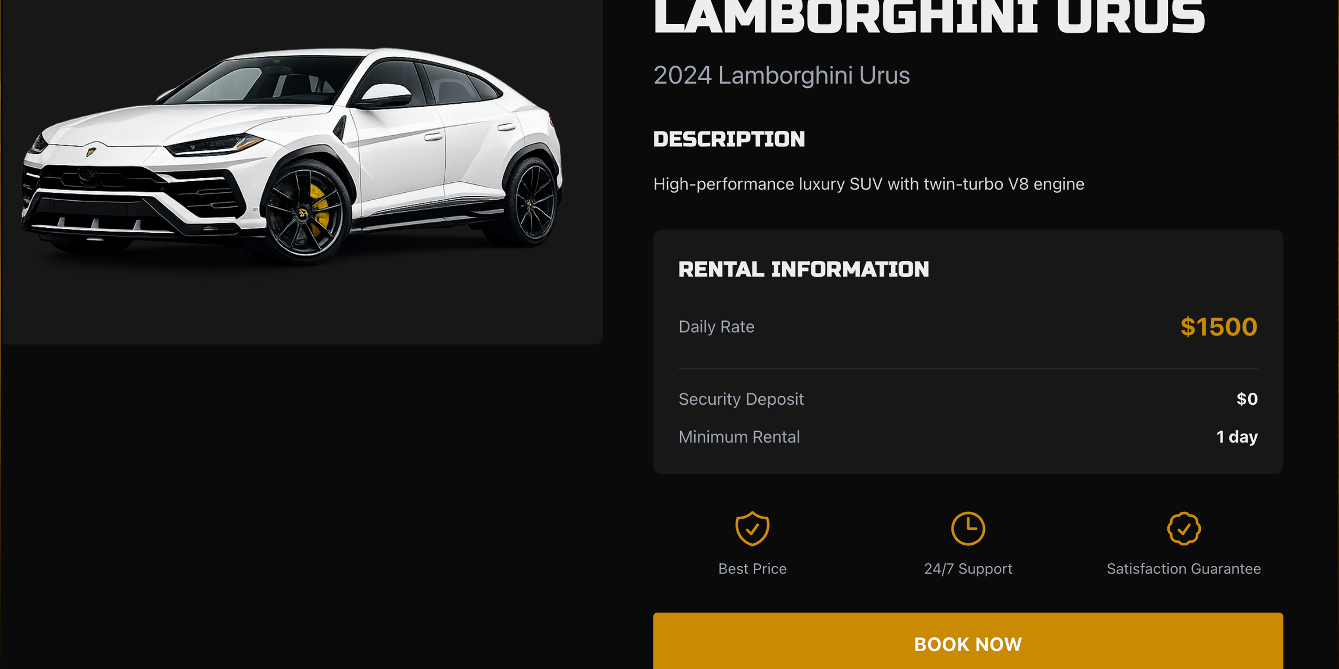 Vehicle detail page